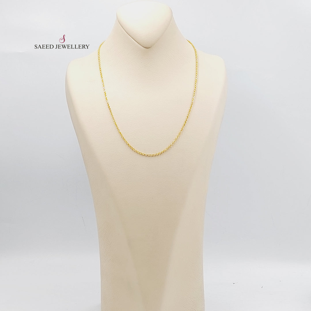 21K Gold Thin Cable Chain by Saeed Jewelry - Image 4