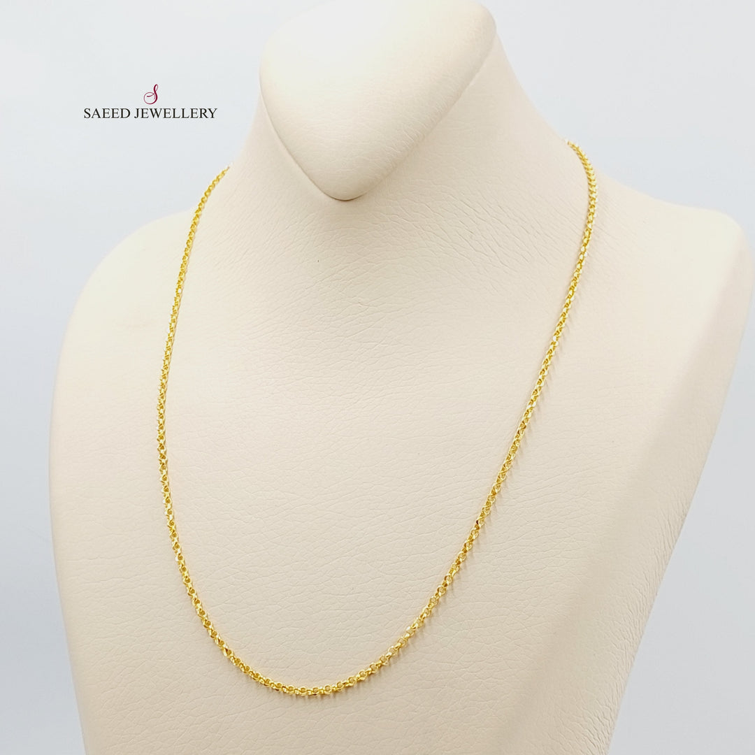 21K Gold Thin Cable Chain by Saeed Jewelry - Image 5