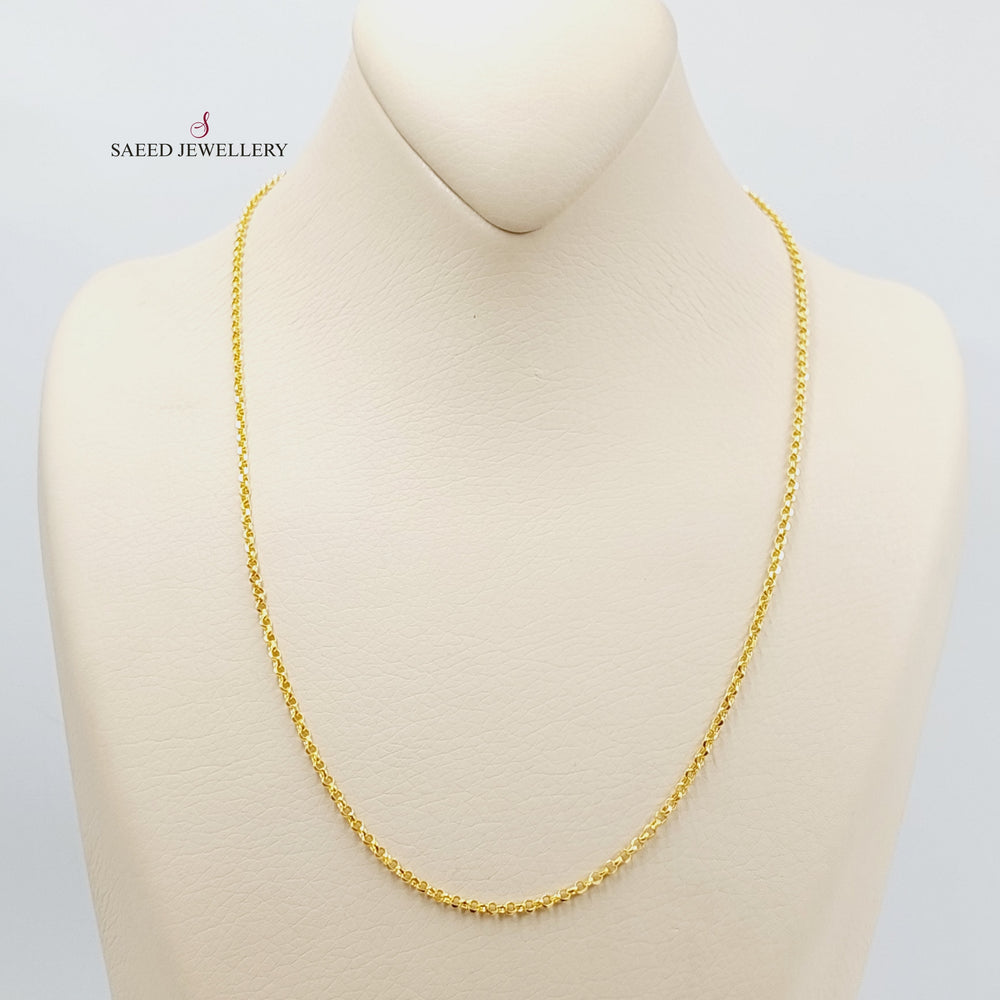 21K Gold Thin Cable Chain by Saeed Jewelry - Image 2