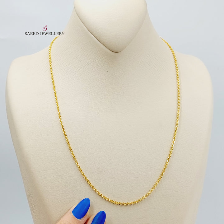 21K Gold Thin Cable Chain by Saeed Jewelry - Image 1