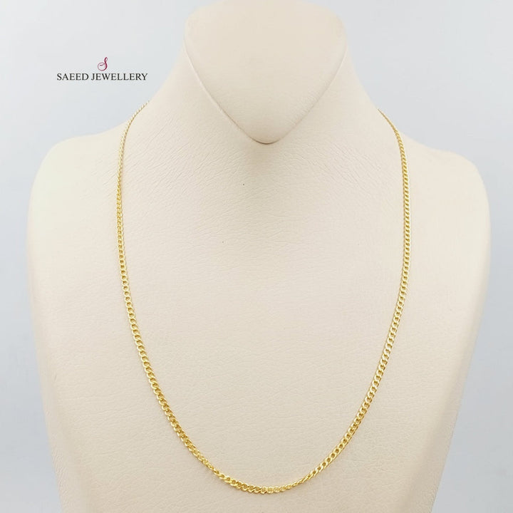 21K Gold Thin Figaro Chain by Saeed Jewelry - Image 3