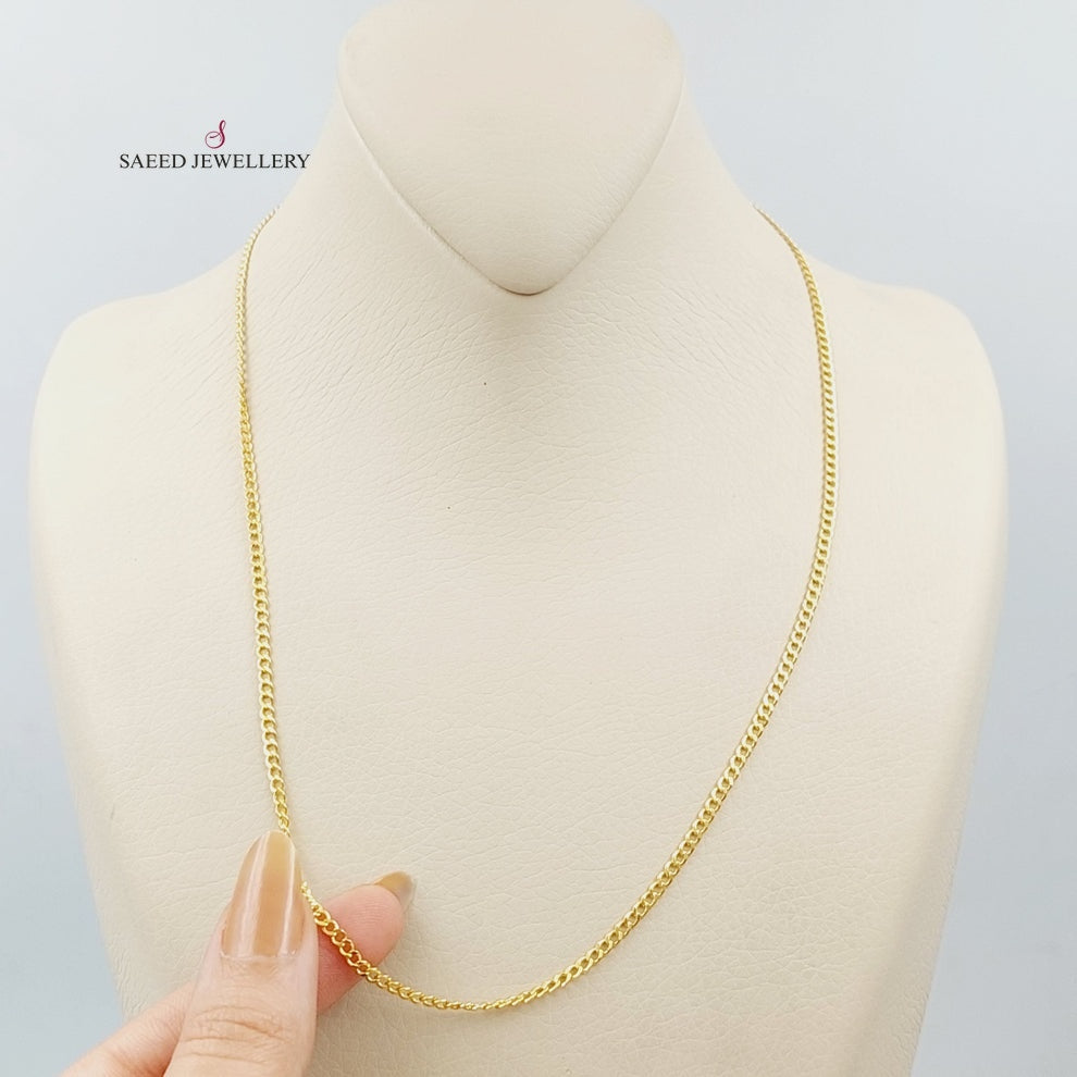 Thin Figaro Chain Made Of  21K Yellow Gold by Saeed Jewelry-27368