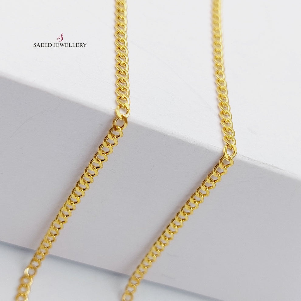 Thin Figaro Chain Made Of  21K Yellow Gold by Saeed Jewelry-27371