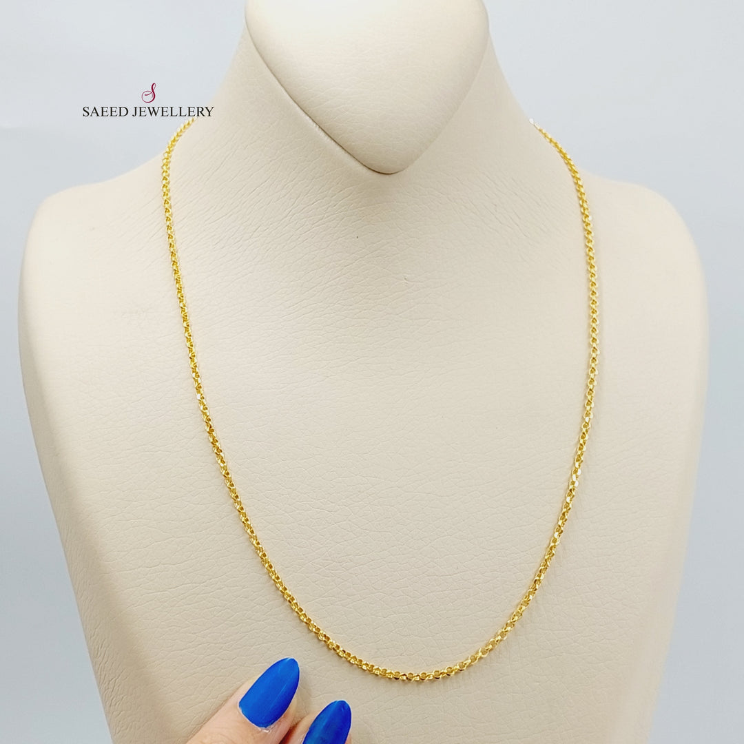 21K Gold Thin Cable Link Chain by Saeed Jewelry - Image 1