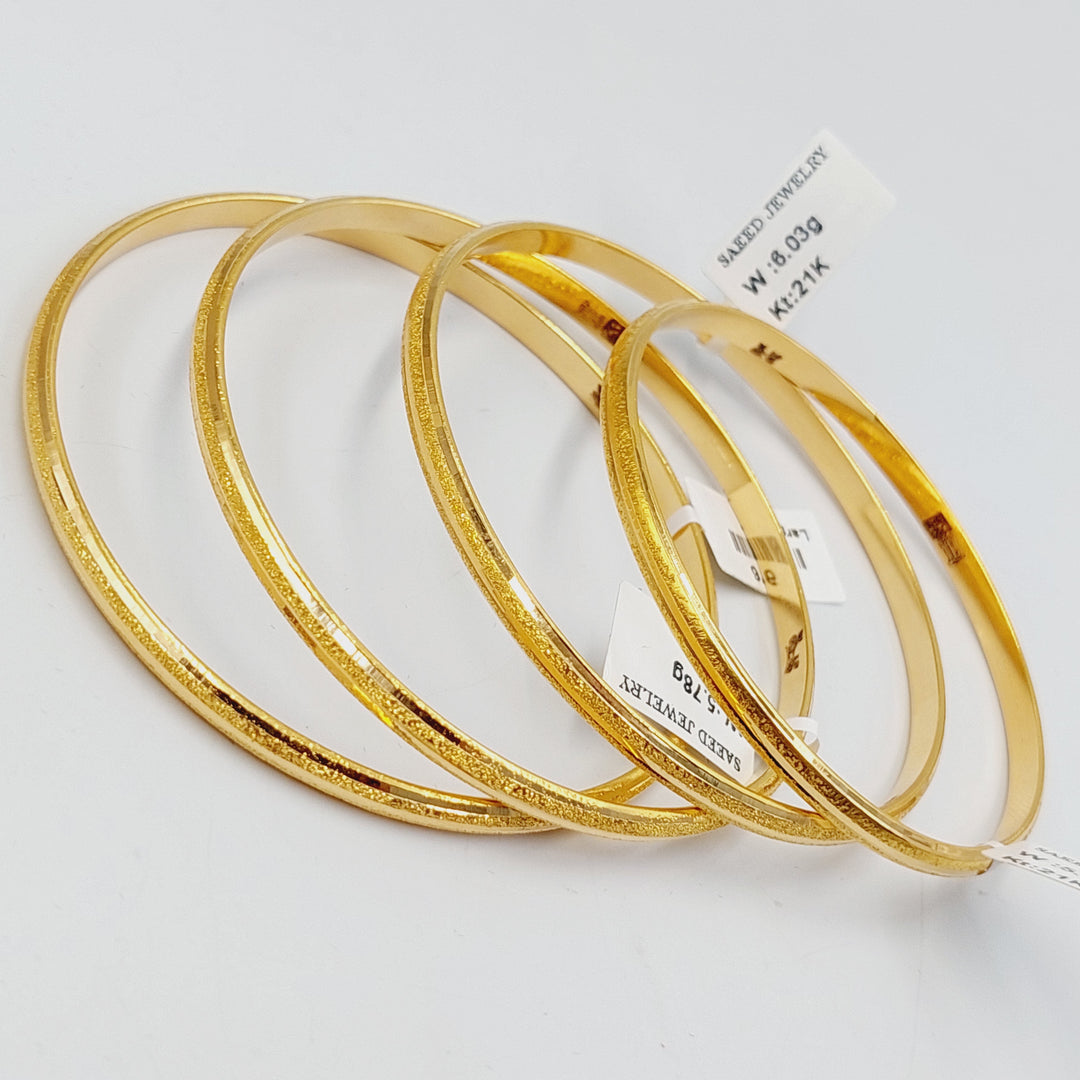 Thin Laser Bangle Made Of 21K Yellow Gold by Saeed Jewelry-28229