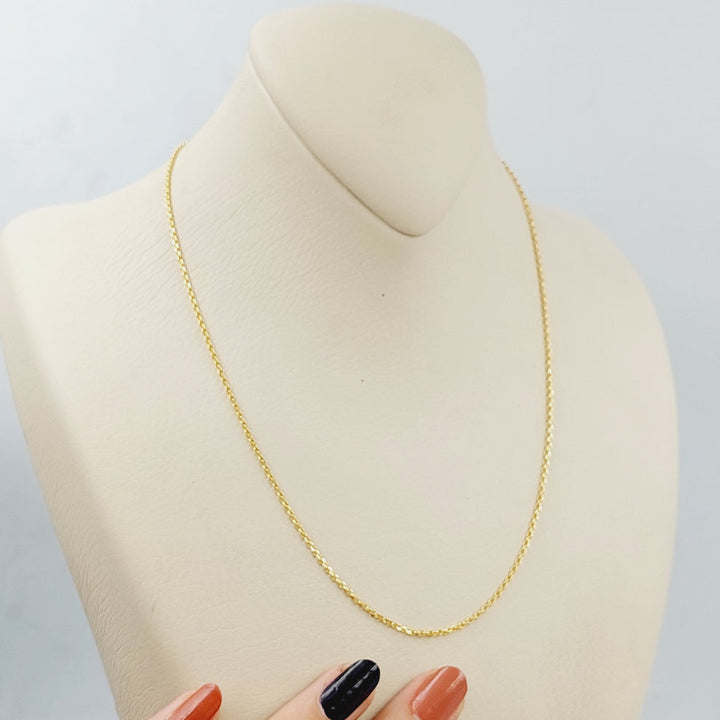 21K Gold Thin Cable Link Chain by Saeed Jewelry - Image 1