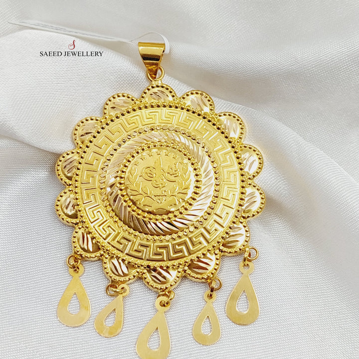 21K Gold Thin Rashadi Pendant by Saeed Jewelry - Image 3