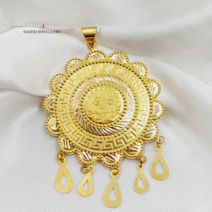 21K Gold Thin Rashadi Pendant by Saeed Jewelry - Image 4