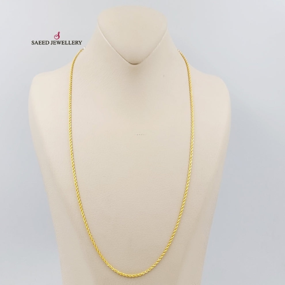 Thin Rope Chain Made Of  21K Yellow Gold by Saeed Jewelry-27351
