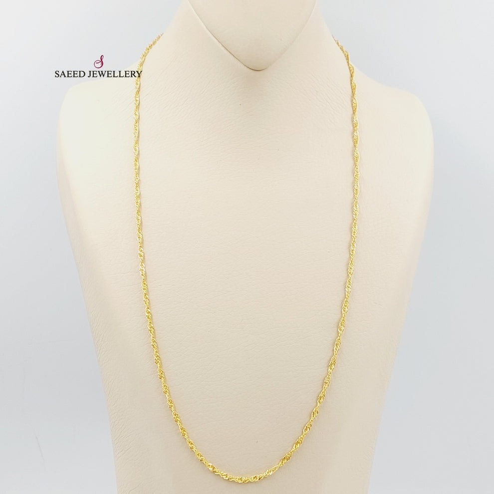 21K Gold Thin Singapore Chain by Saeed Jewelry - Image 2