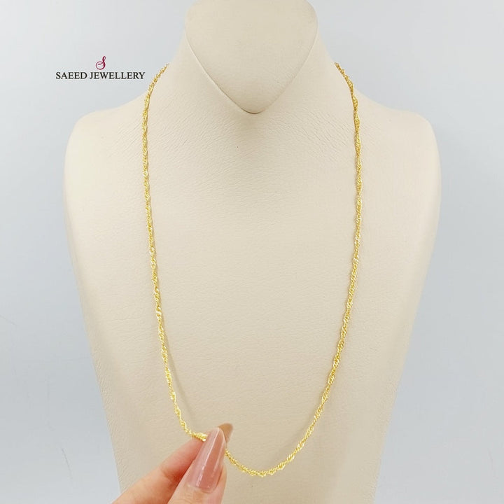 Thin Singapore Chain Made Of  21K Yellow Gold by Saeed Jewelry-27362