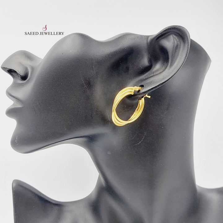 21K Gold Three Ranges Hoop Earrings by Saeed Jewelry - Image 2