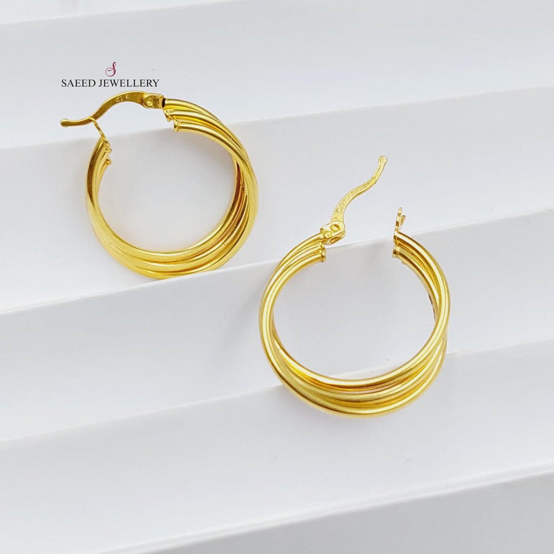 21K Gold Three Ranges Hoop Earrings by Saeed Jewelry - Image 3