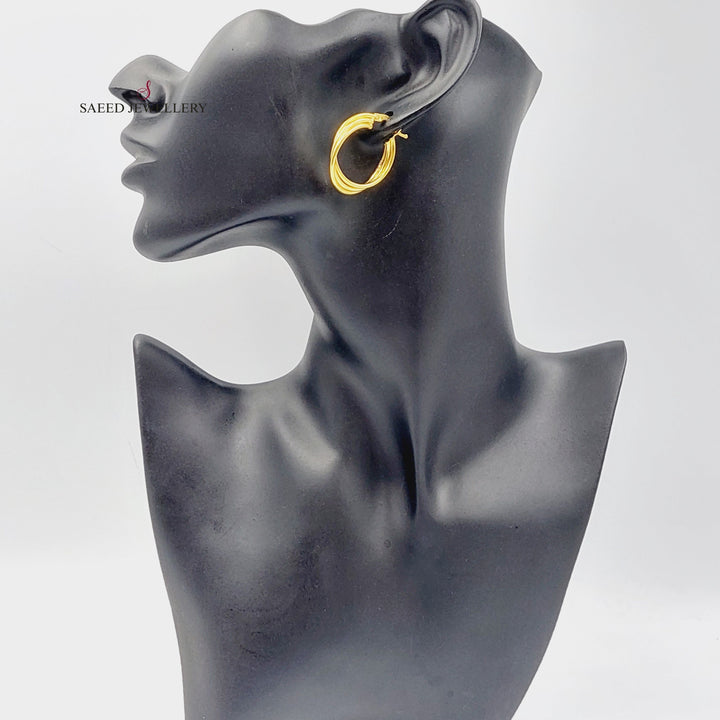 21K Gold Three Ranges Hoop Earrings by Saeed Jewelry - Image 4