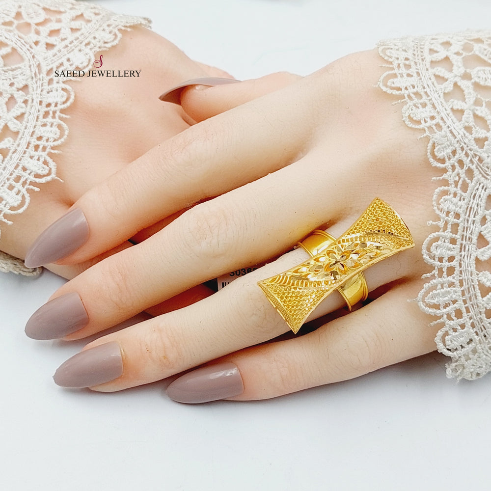 21K Gold Tie Kuwaiti Ring by Saeed Jewelry - Image 2