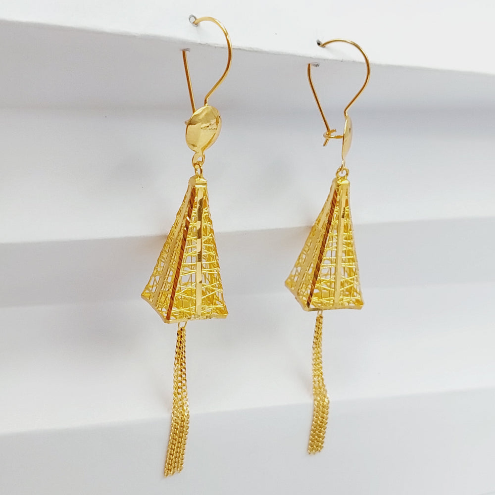 21K Gold Triangles Earrings by Saeed Jewelry - Image 2