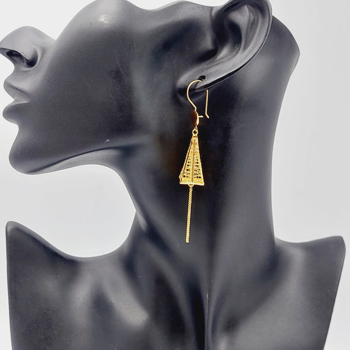 21K Gold Triangles Earrings by Saeed Jewelry - Image 3