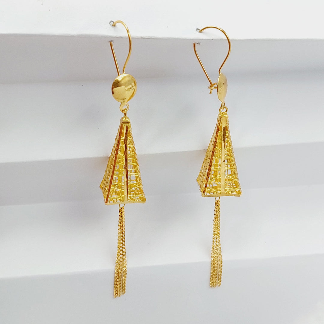 21K Gold Triangles Earrings by Saeed Jewelry - Image 5