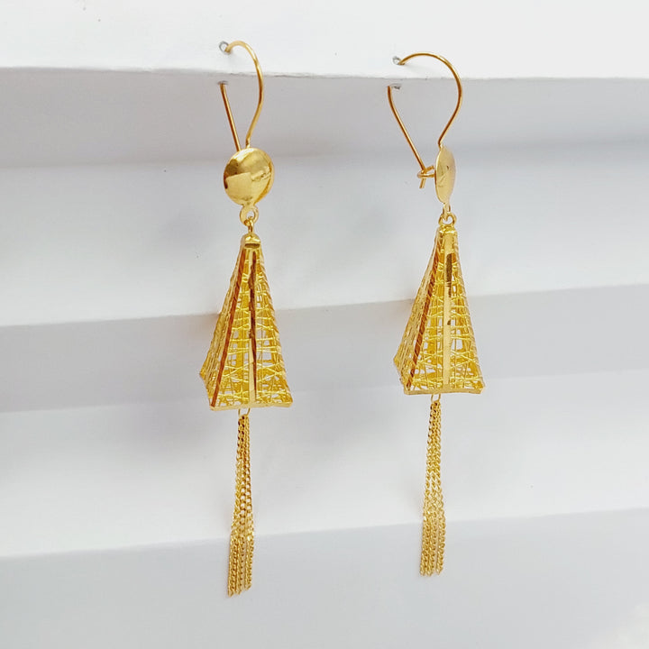 21K Gold Triangles Earrings by Saeed Jewelry - Image 8