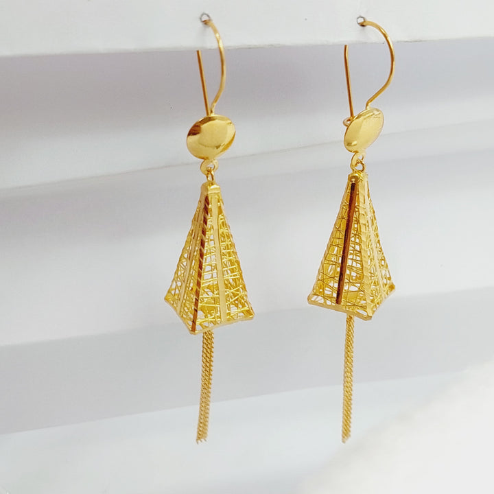 21K Gold Triangles Earrings by Saeed Jewelry - Image 1