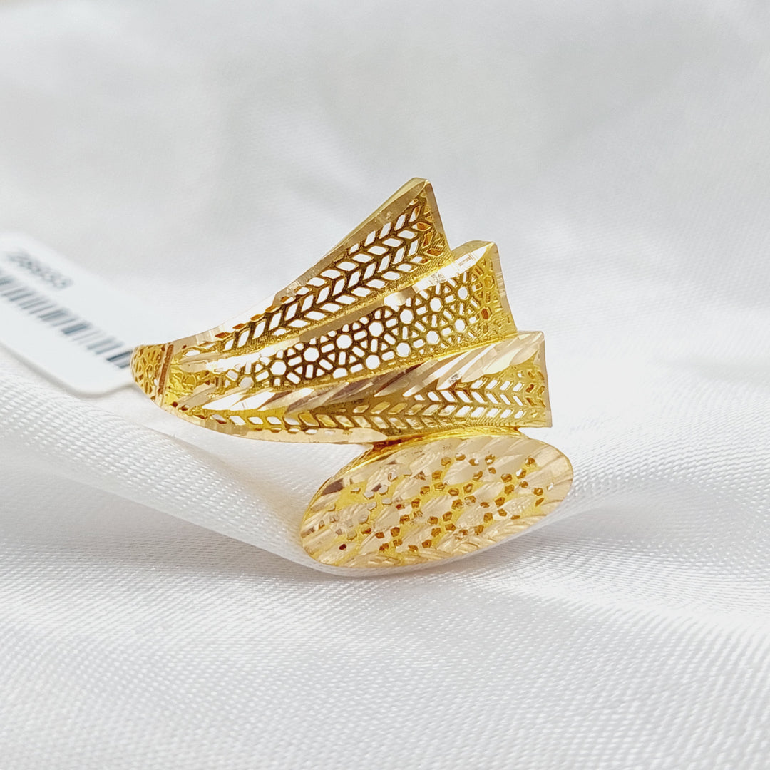 21K Gold Triangles Oval Ring by Saeed Jewelry - Image 5