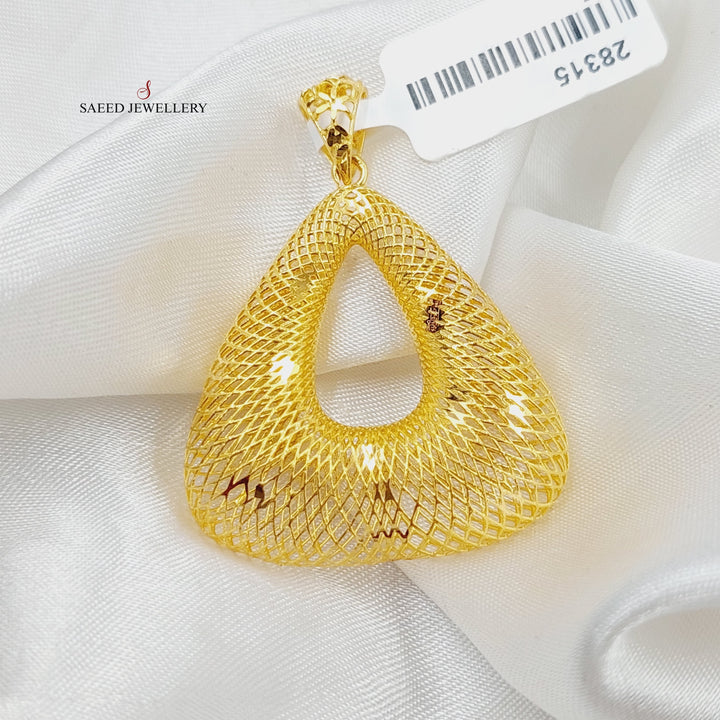 21K Gold Hollow Triangles Pendant by Saeed Jewelry - Image 5