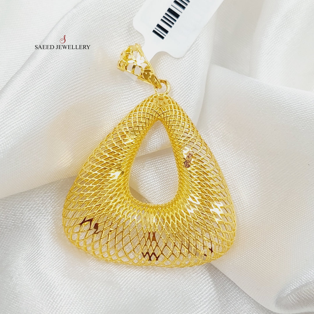 21K Gold Hollow Triangles Pendant by Saeed Jewelry - Image 1