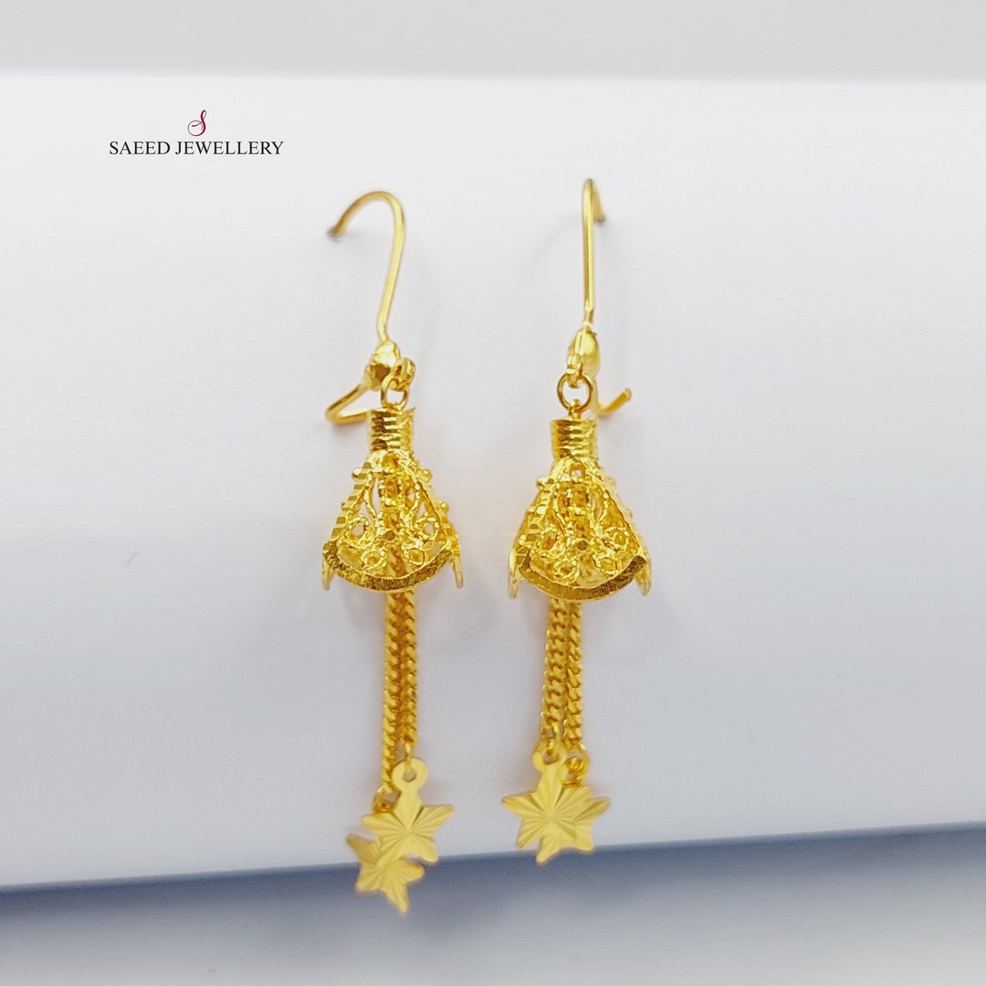 21K Gold Turkish Earrings by Saeed Jewelry - Image 5