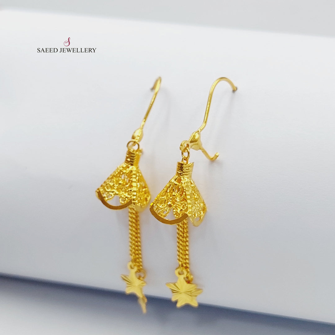 21K Gold Turkish Earrings by Saeed Jewelry - Image 1