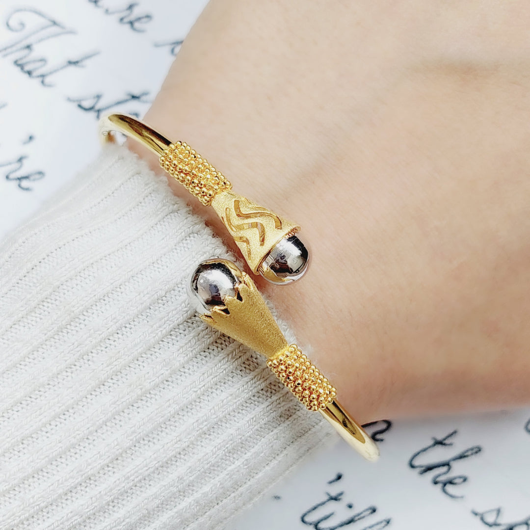 21K Gold Turkish Fancy Bangle Bracelet by Saeed Jewelry - Image 2