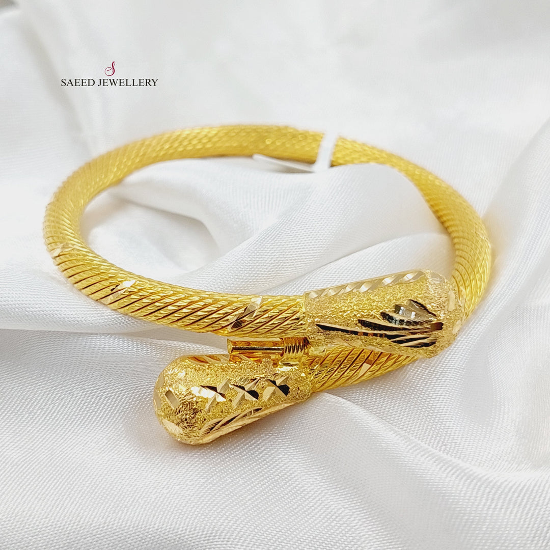 21K Gold Twisted Bangle Bracelet by Saeed Jewelry - Image 3