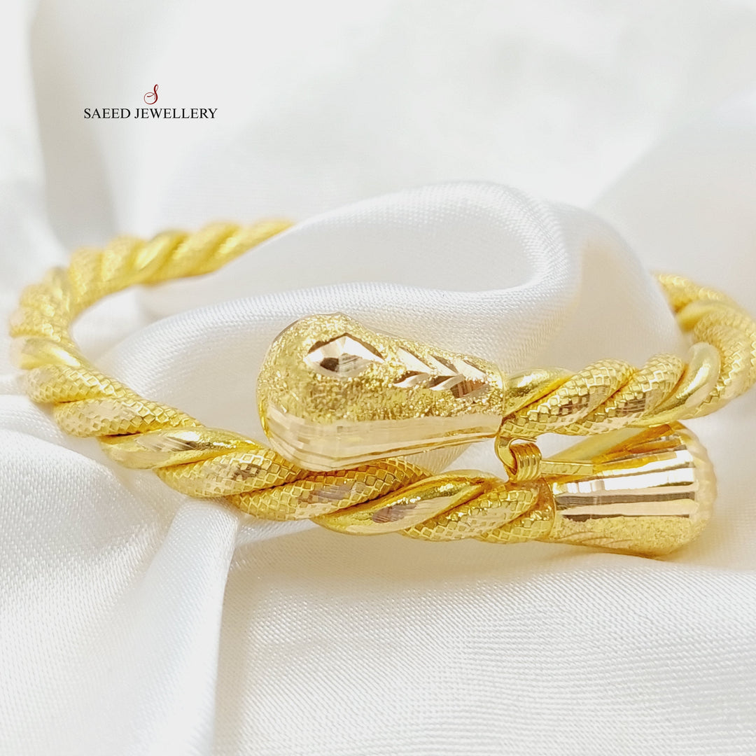 21K Gold Twisted Bangle Bracelet by Saeed Jewelry - Image 3