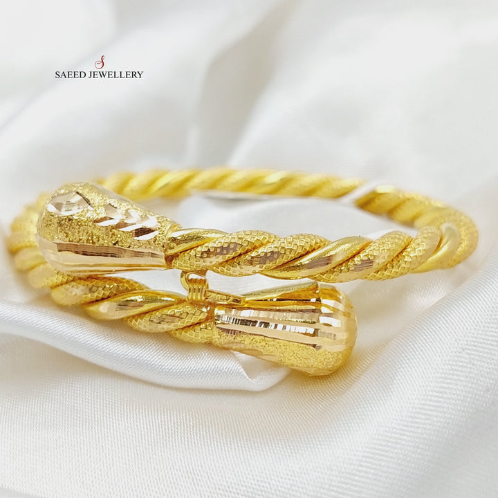 21K Gold Twisted Bangle Bracelet by Saeed Jewelry - Image 4