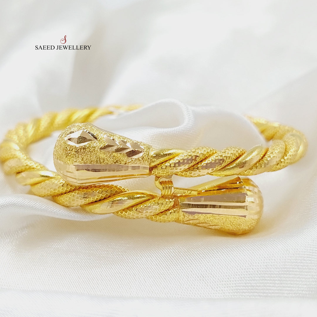 21K Gold Twisted Bangle Bracelet by Saeed Jewelry - Image 14