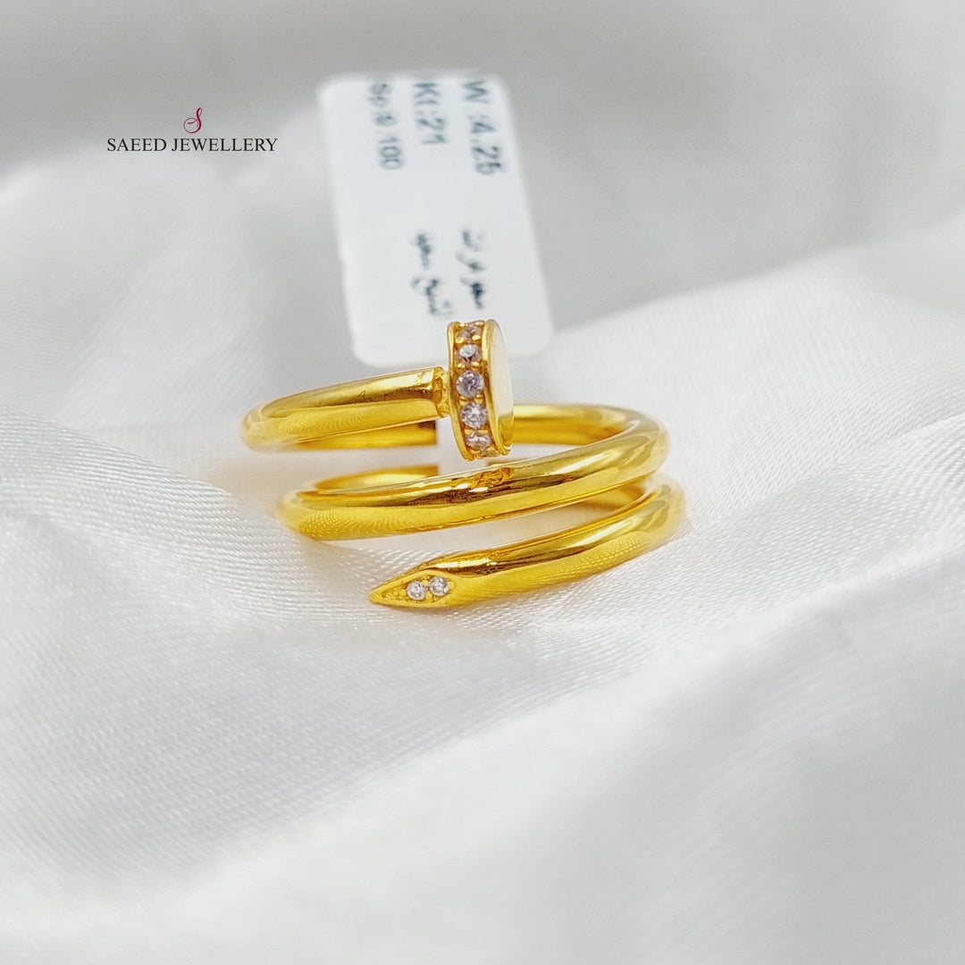 21K Gold Two Ranges Nail Ring by Saeed Jewelry - Image 3