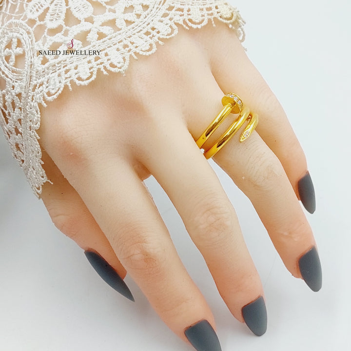 21K Gold Two Ranges Nail Ring by Saeed Jewelry - Image 4