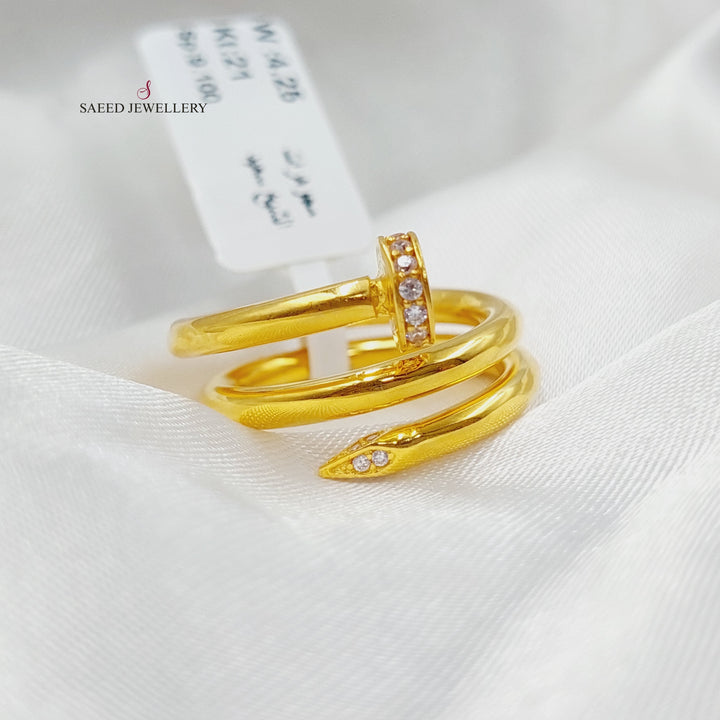 21K Gold Two Ranges Nail Ring by Saeed Jewelry - Image 1