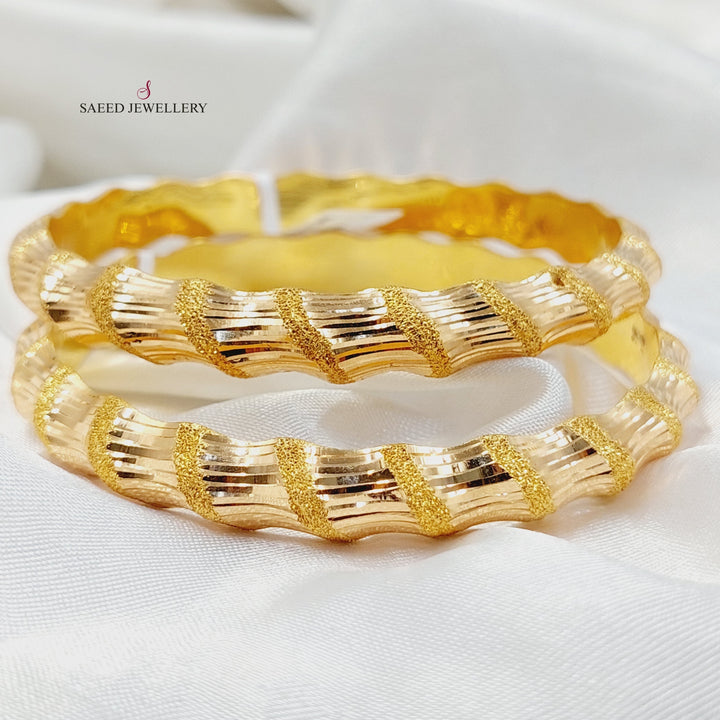 Waves Bangle  Made of 21K Yellow Gold by Saeed Jewelry-21k-bangle-31207