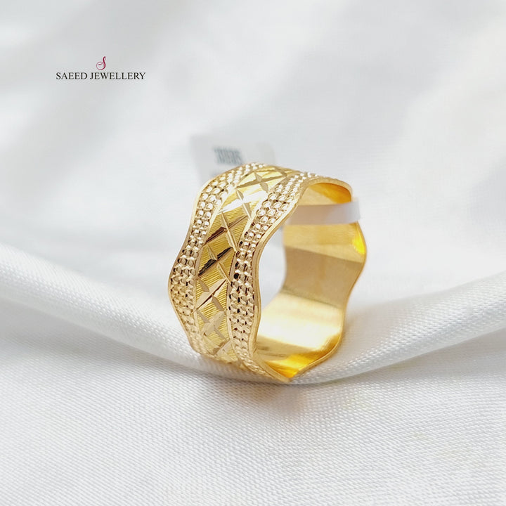 21K Gold Waves CNC Wedding Ring by Saeed Jewelry - Image 2