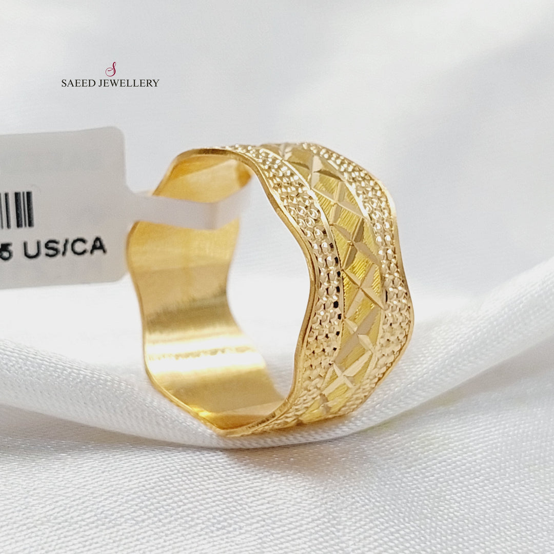 21K Gold Waves CNC Wedding Ring by Saeed Jewelry - Image 3