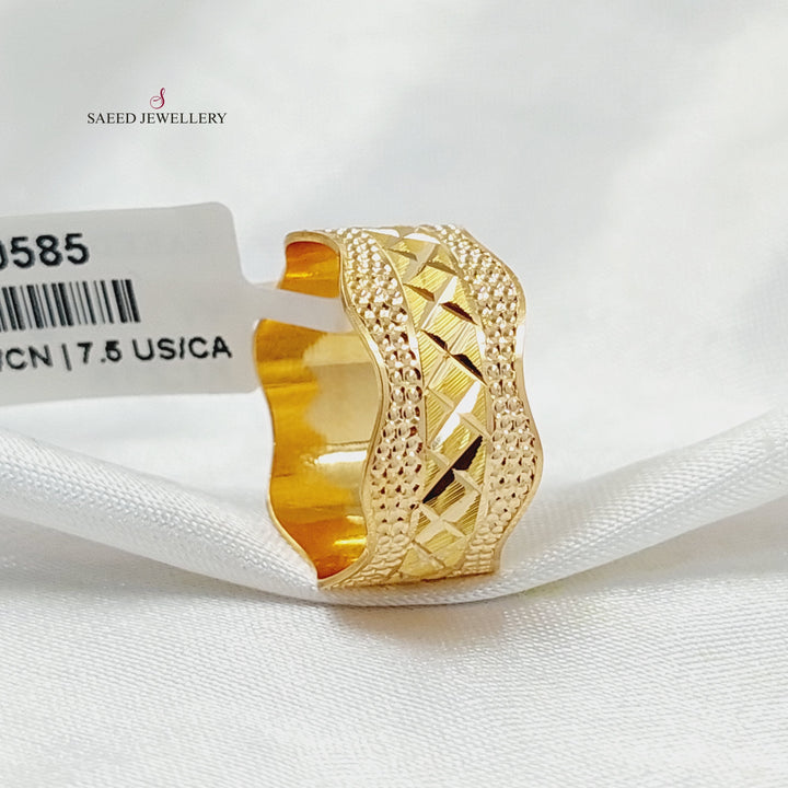 21K Gold Waves CNC Wedding Ring by Saeed Jewelry - Image 4