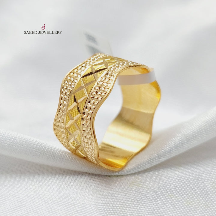 21K Gold Waves CNC Wedding Ring by Saeed Jewelry - Image 5