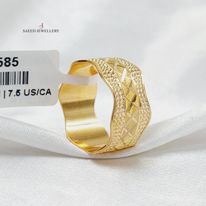 21K Gold Waves CNC Wedding Ring by Saeed Jewelry - Image 1
