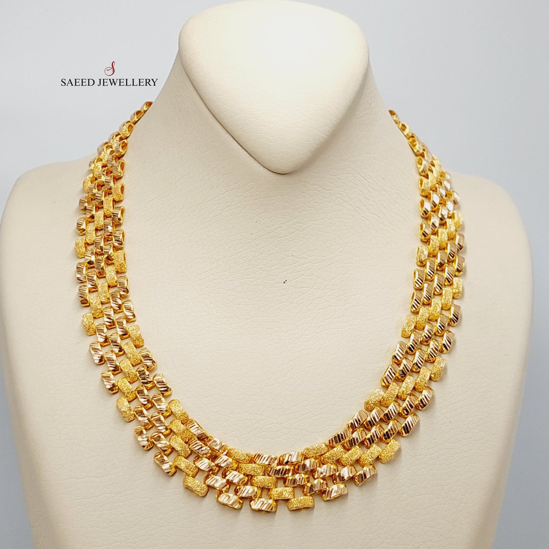 21K Gold Waves Necklace by Saeed Jewelry - Image 5