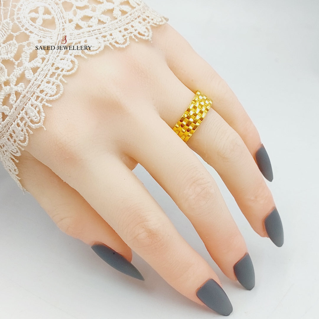 21K Gold Waves Wedding Ring by Saeed Jewelry - Image 3