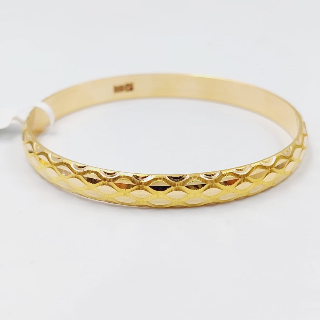 21K Gold Wide CNC Bangle by Saeed Jewelry - Image 3