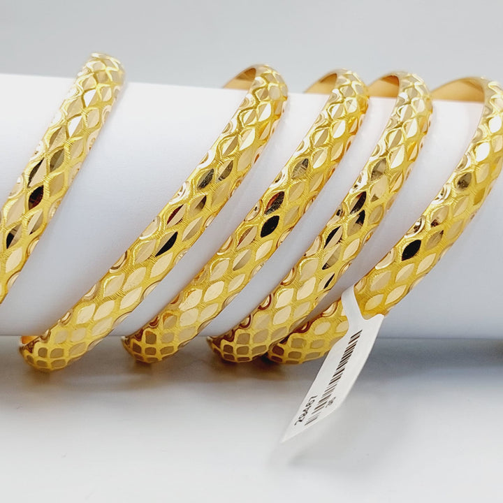 21K Gold Wide CNC Bangle by Saeed Jewelry - Image 4