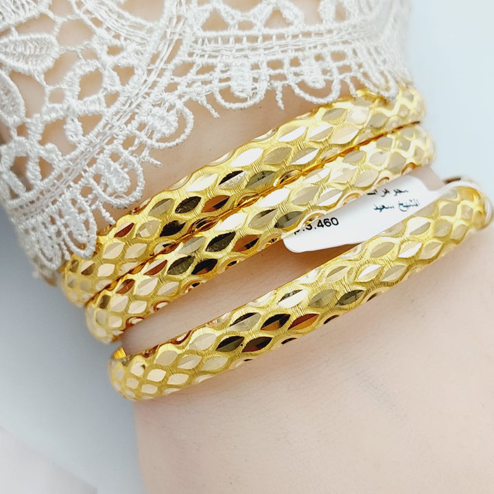 21K Gold Wide CNC Bangle by Saeed Jewelry - Image 4