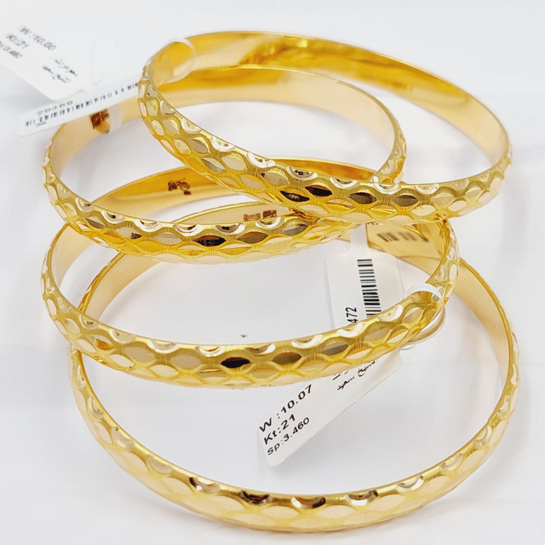 21K Gold Wide CNC Bangle by Saeed Jewelry - Image 9