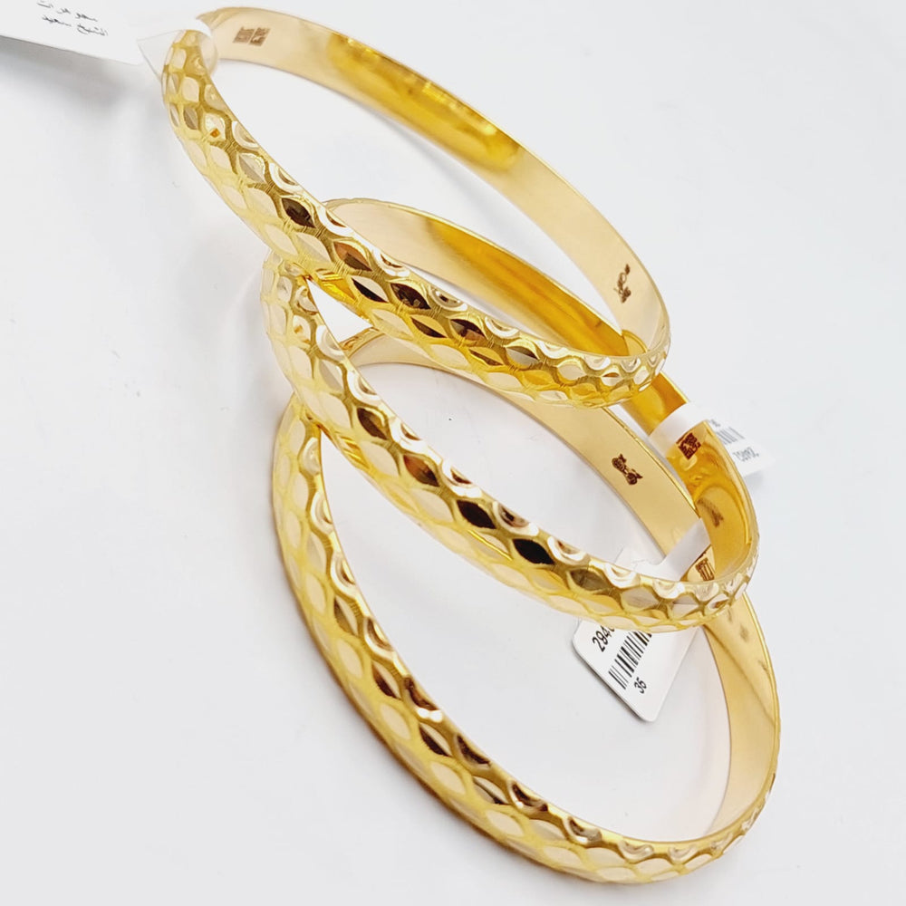 21K Gold Wide CNC Bangle by Saeed Jewelry - Image 2